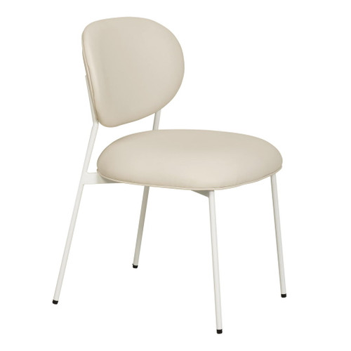 McKenzie - Vegan Leather Stackable Dining Chair With Cream Legs (Set of 2) - Cream