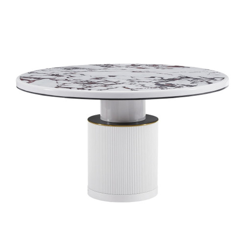 Vanessa - Marble Lacquer 53" Round Dining Table - White