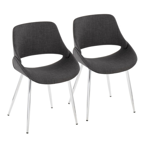 Fabrico - Chair (Set of 2) - Dark Gray And Chrome