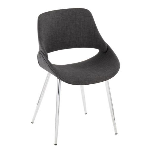Fabrico - Chair (Set of 2) - Dark Gray And Chrome
