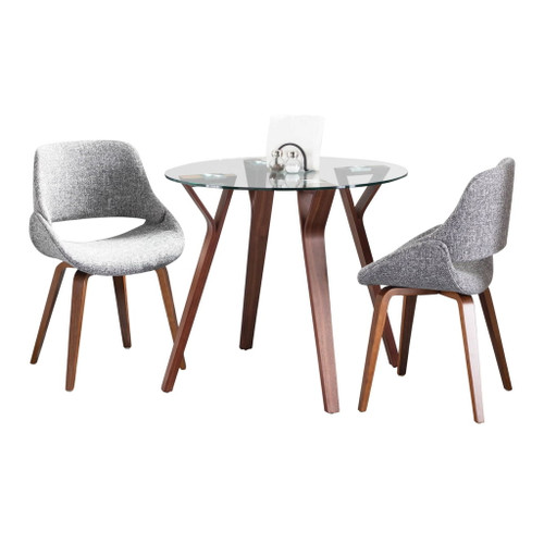 Folia - Round Fabrico 3 Piece Dining Set - Gray