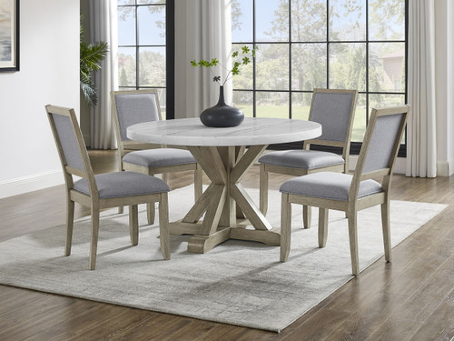 Carena - 5 Piece Dining Set (Round Table And 4 Chairs) - Dark Gray