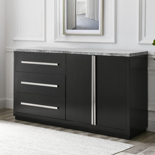 Camila - Gray Marble Top Server - Dark Gray