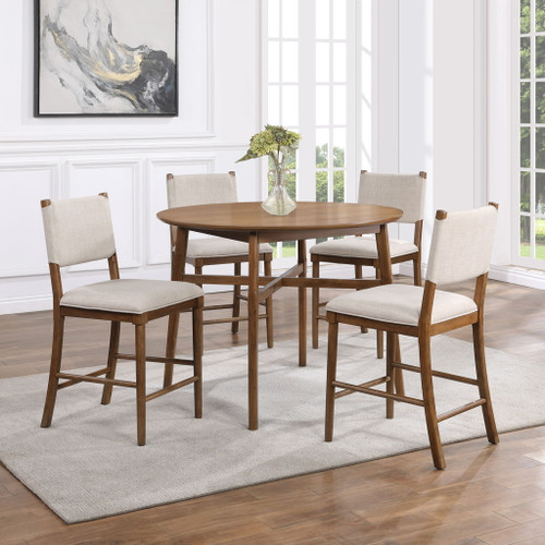 Oslo - 5 Piece Dining Set (Counter Table And 4 Chairs) - Light Brown