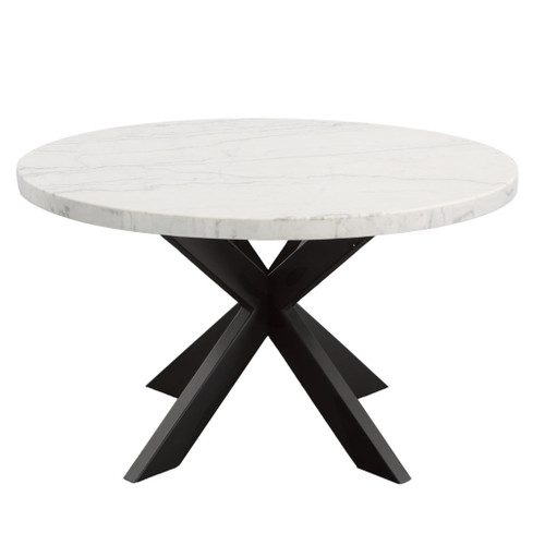 Xena - White Marble Top Round Table - Black