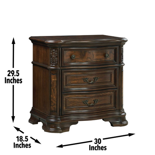 Royale - Nightstand With USB And Power Outlet - Dark Brown