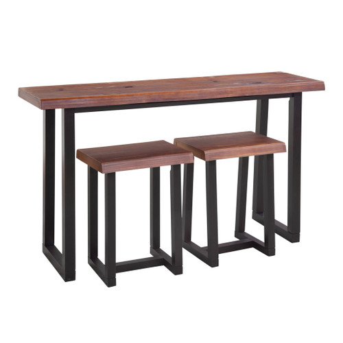 Jennings - Live Edge 3 Piece Counter Dining Set - Brown