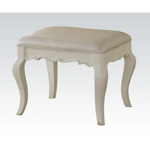 Edalene - Vanity Stool - Pearl Synthetic Leather & Pearl White Edalene - Vanity Stool - Pearl Synthetic Leather & Pearl White