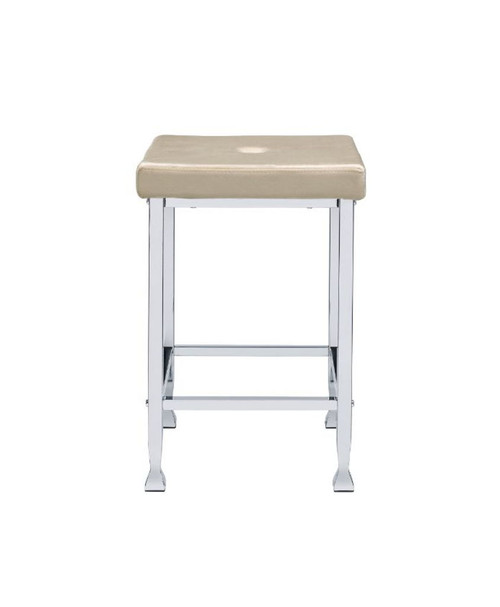 Raine - Counter Height Stool Set of 2) - Beige Velvet & Chrome