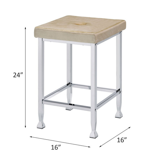 Raine - Counter Height Stool Set of 2) - Beige Velvet & Chrome
