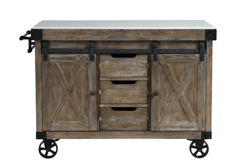 Alforvott - Kitchen Island - Marble Top & Weathered Gray