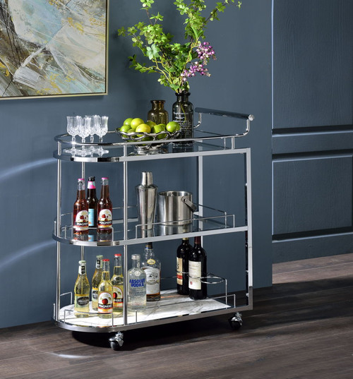 Inyo - Serving Cart - Clear Glass & Chrome