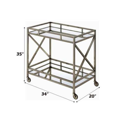 Kristensen - Serving Cart - Mirrored & Antique Gold