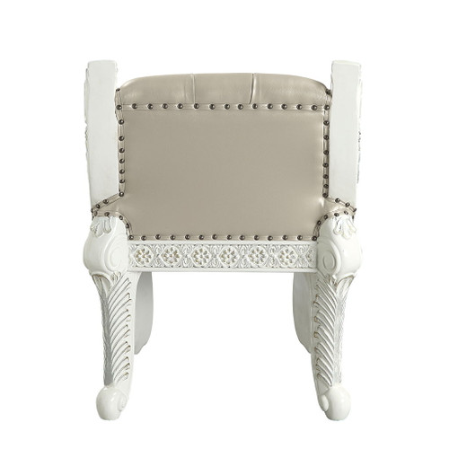 Vanaheim - Vanity Stool - Beige Synthetic Leather & Antique White