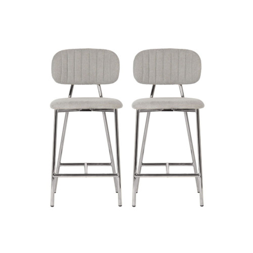 Arianna - Counter Stool With Silver Legs (Set of 2) - Grey