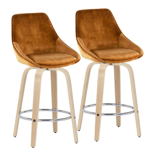 Diana - Fixed-Height Counter Stool - Wood Legs (Set of 2)