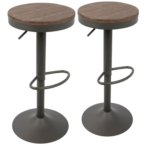 Dakota - Adjustable Barstool - Brown And Gray (Set of 2)