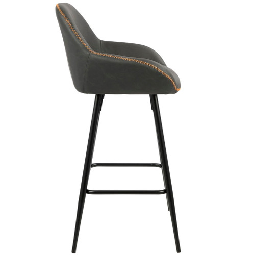 Clubhouse - 26" Counter Stool - Black Frame And Gray Vintage Faux Leather (Set of 2)