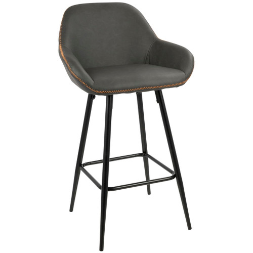 Clubhouse - 26" Counter Stool - Black Frame And Gray Vintage Faux Leather (Set of 2)