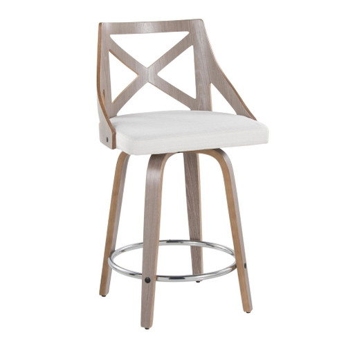Charlotte - 24" Fixed-height Counter Stool (Set of 2) - Gray And Cream