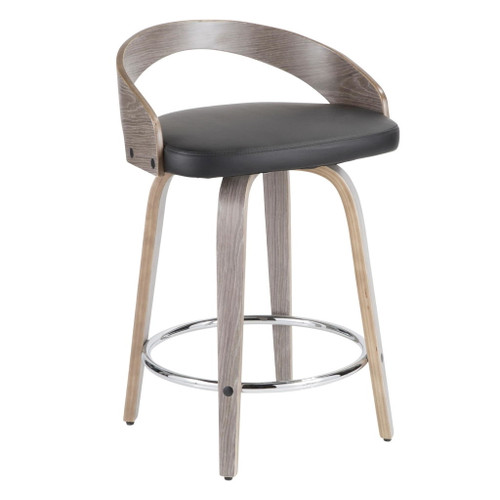 Grotto - 24" Fixed-height Counter Stool (Set of 2) - Gray And Black