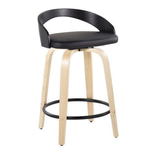 Grotto - 24" Fixed-height Counter Stool (Set of 2) - Black And Natural Wood