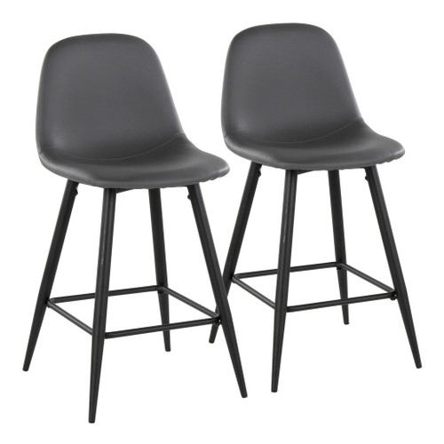 Pebble - 24" Fixed-height Counter Stool (Set of 2) - Gray And Black