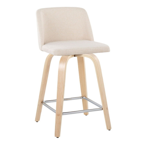 Toriano - 24" Fixed-height Counter Stool (Set of 2) - Cream Noise And Natural