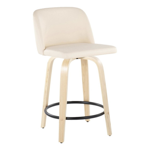 Toriano - 24" Fixed-height Counter Stool (Set of 2) - Cream, Black And Natural