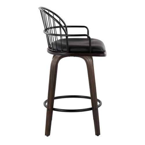 Riley - 26" Fixed-height Counter Stool (Set of 2) - Black And Walnut