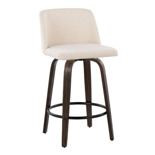 Toriano - 26" Fixed-height Counter Stool (Set of 2) - Cream Noise And Black