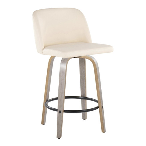 Toriano - 26" Fixed-height Counter Stool (Set of 2) - Light Gray, Cream And Black