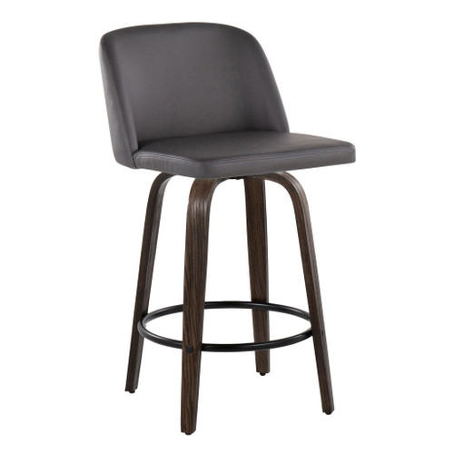 Toriano - 26" Fixed-height Counter Stool (Set of 2) - Dark Gray And Walnut