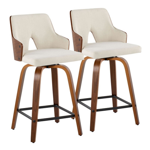 Stella - 24" Fixed-Height Counter Stool (Set of 2) - Walnut Base