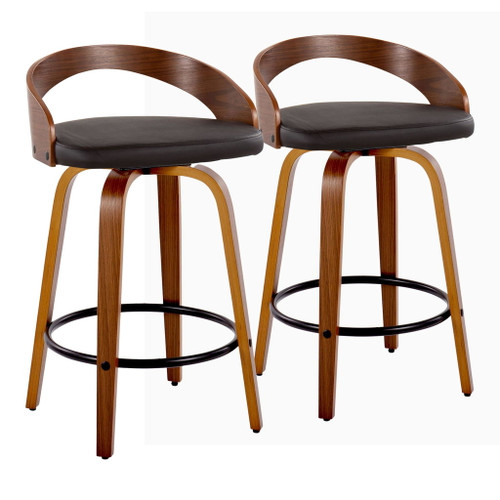 Grotto - 26" Fixed-Height Counter Stool (Set of 2) - Black & Walnut Base