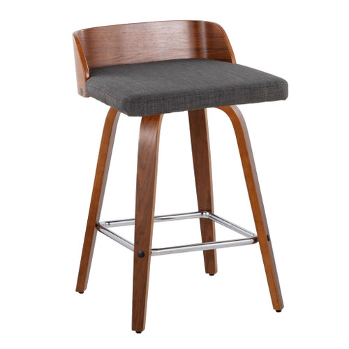 Maya - 26" Fixed-Height Counter Stool (Set of 2) - Walnut & Silver Base