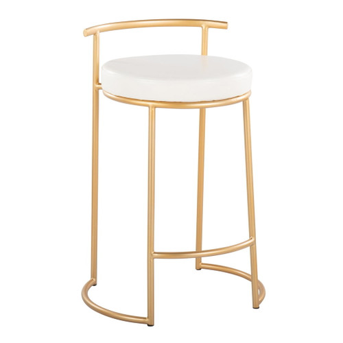 Round Fuji - 26" Fixed-Height Counter Stool (Set of 2) - Gold Base