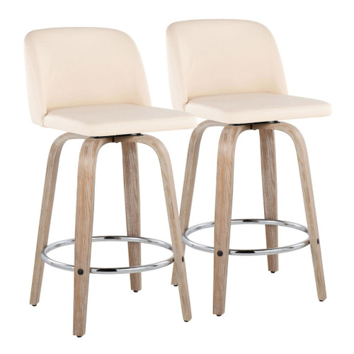 Toriano - 26" Fixed-Height Counter Stool (Set of 2) - Gray & Chrome Round Base