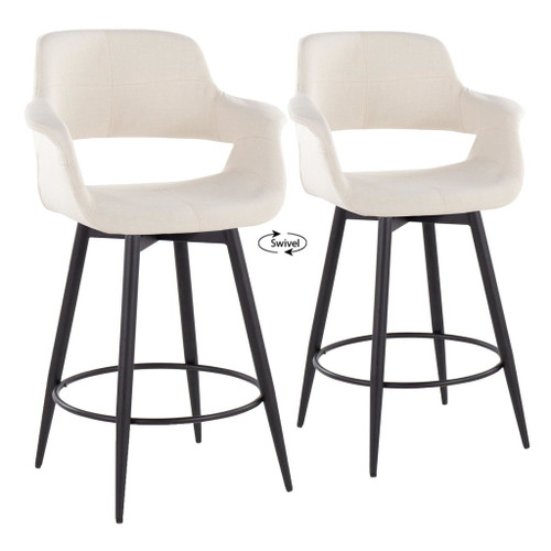 Vintage Flair - 26" Fixed-Height Counter Stool (Set of 2) - Black Legs