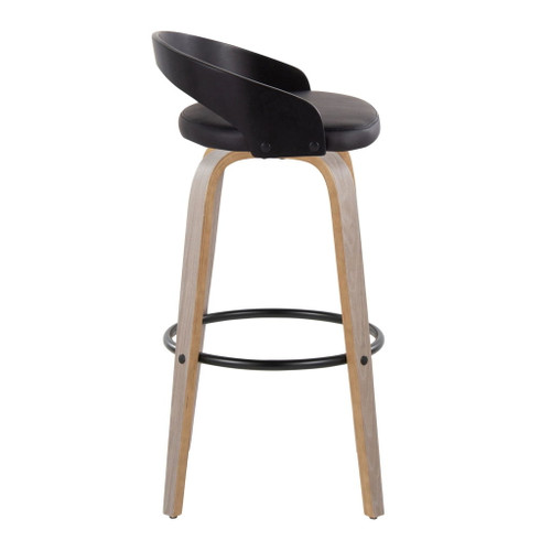 Grotto - 30" Fixed-height Faux Leather Barstool (Set of 2) - Black