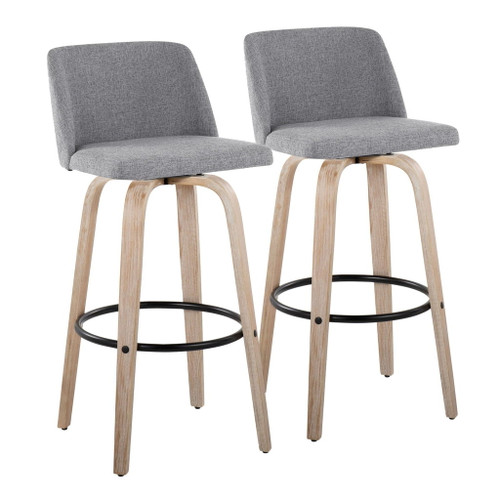 Toriano - 30" Fixed-height Barstool (Set of 2) - Gray And Light Brown