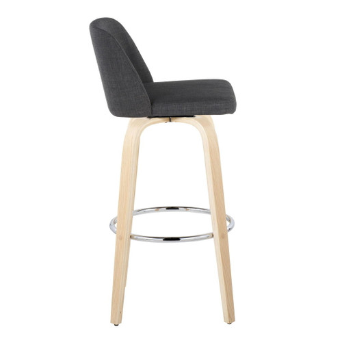 Toriano - 30" Fixed-height Barstool (Set of 2) - Dark Gray And Beige