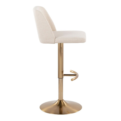 Toriano - Adjustable Barstool (Set of 2) - Gold And Beige
