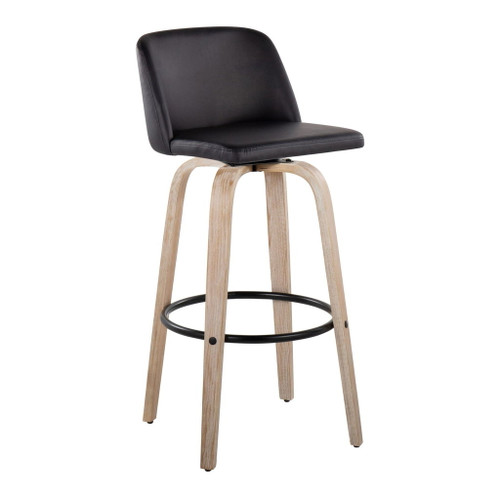 Toriano - 30" Fixed-Height Barstool (Set of 2) - Gray & Black Round Base