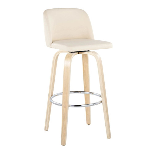 Toriano - 30" Fixed-Height Barstool (Set of 2) - Natural & Chrome Base