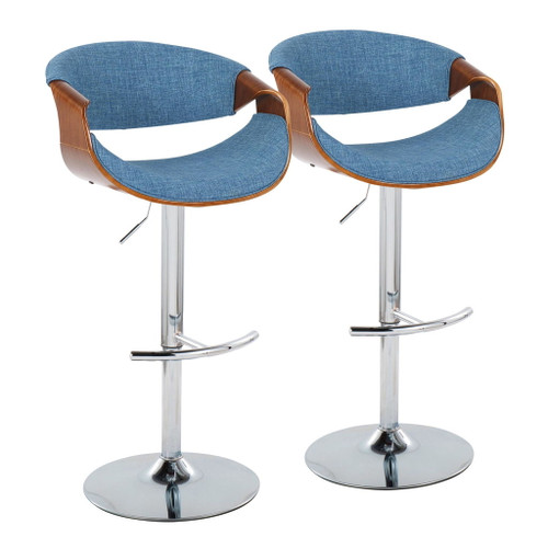 Curvo - Adjustable Barstool (Set of 2) - Silver Base