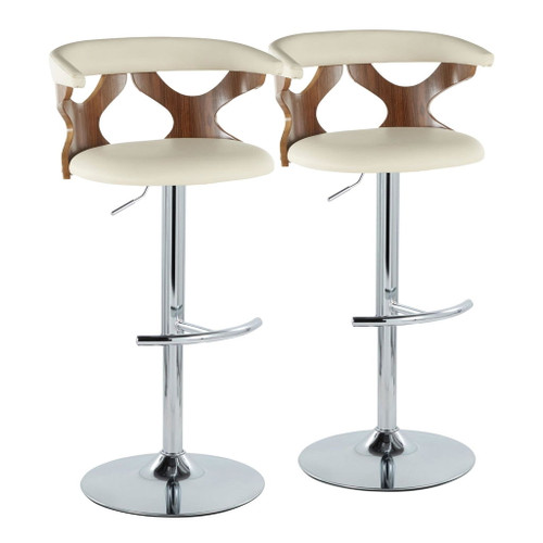 Gardenia - Adjustable Barstool (Set of 2) - Chrome Base & Walnut Backrest