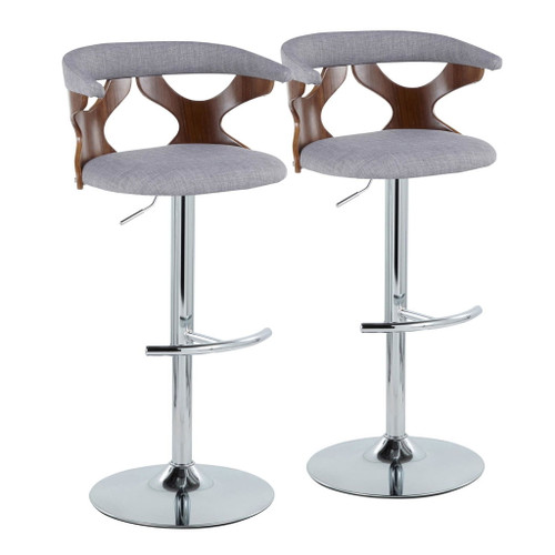 Gardenia - Adjustable Barstool (Set of 2) - Chrome Base & Walnut Backrest