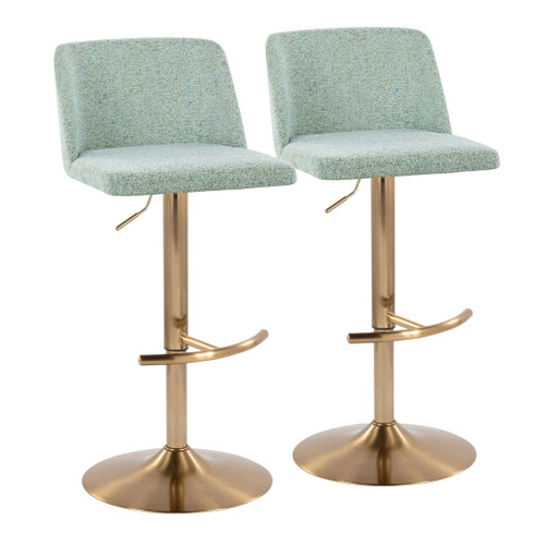 Toriano - Adjustable Barstool (Set of 2) - Gold Base