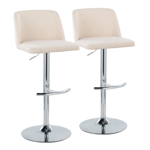 Toriano - Adjustable Barstool (Set of 2) - Chrome Base